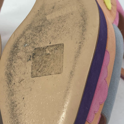 Hermes Sandals Suede Multicolor Shoes Heel Wedge Sole Moon Star Moon Star Women 36