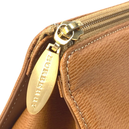 Burberry Handbag Leather Brown Logo Inner Check Women