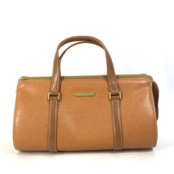 Burberry Handbag Leather Brown Logo Inner Check Women