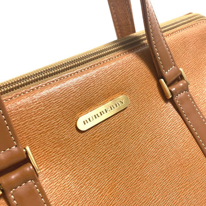 Burberry Handbag Leather Brown Logo Inner Check Women