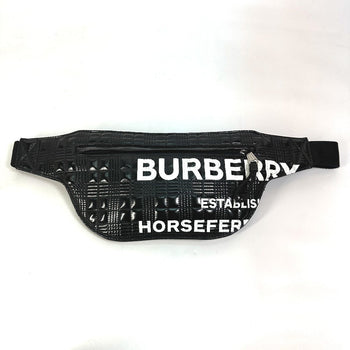 Burberry Sling Bag 8028160 Enamel Enamel Leather Black Logo Brummell Horse Ferry Hosefey Mens