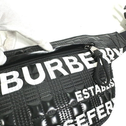 Burberry Sling Bag 8028160 Enamel Enamel Leather Black Logo Brummell Horse Ferry Hosefey Mens