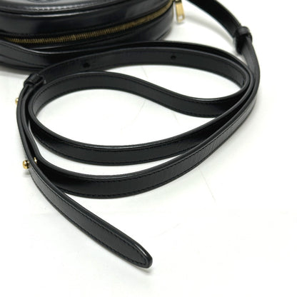 Celine Shoulder Bag Leather Black Triomphe Oval Purse Cuir Women