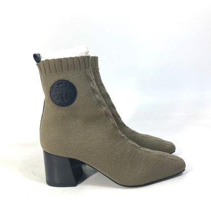 Hermes Boots Knit / Leather Khaki Short Boots Volver 60 Women 37