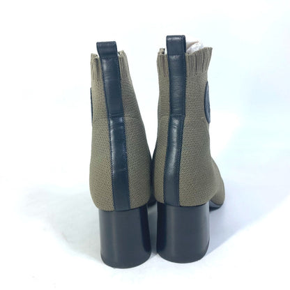 Hermes Boots Knit / Leather Khaki Short Boots Volver 60 Women 37