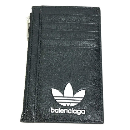 Balenciaga Coin Case 721896 Leather Black Logo Card Holder Fragment Case Mens
