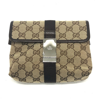 Gucci Waist Bag 131236 Gg Canvas Beige X Brown Gg Sling Bag Waist Pouch Unisex(Unisex)