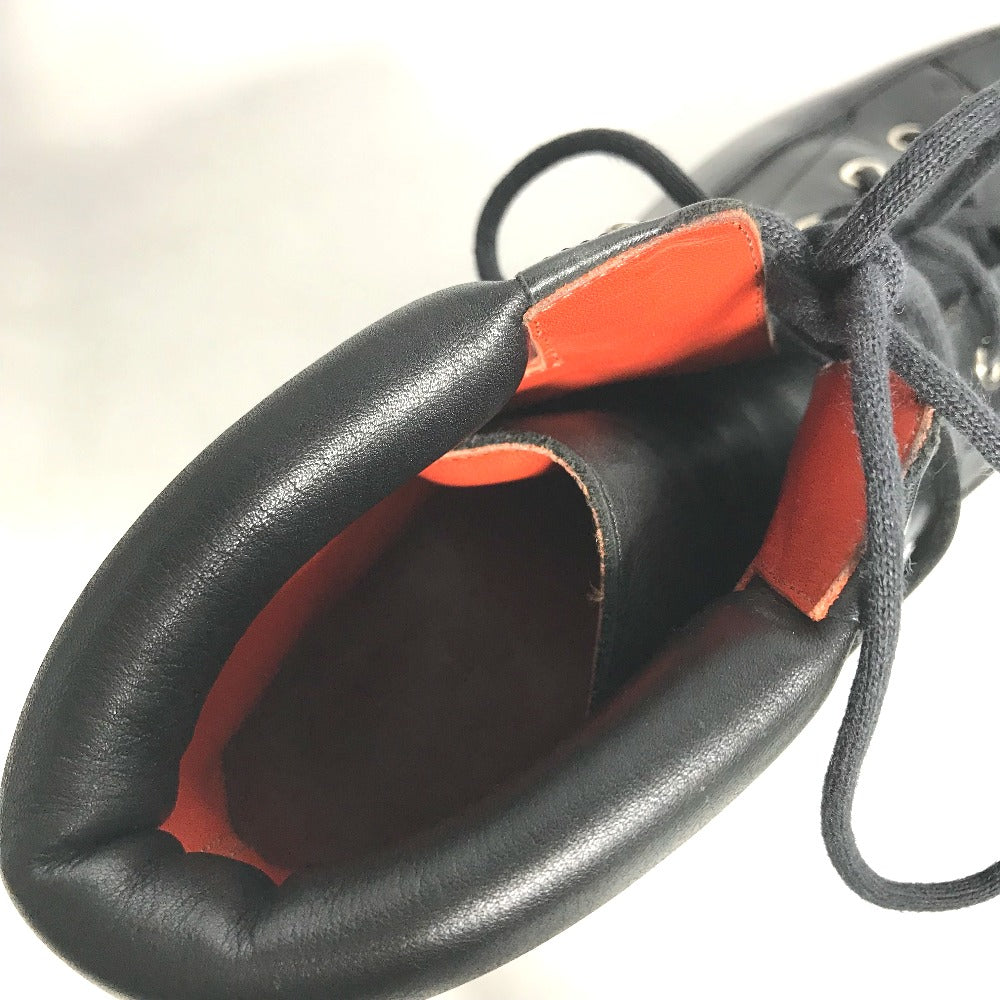 Hermes Boots Leather Black Trekking High Cut H Logo Mens 40