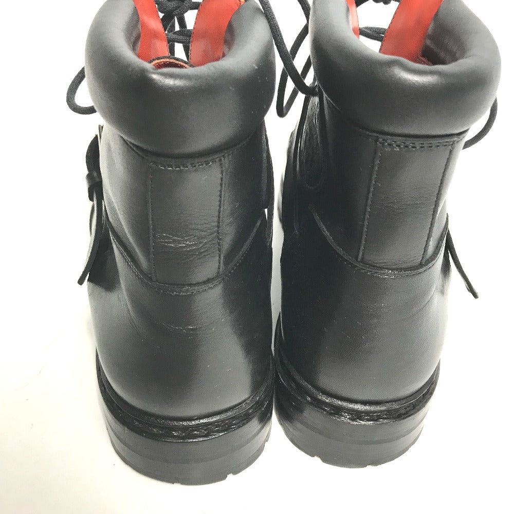 Hermes Boots Leather Black Trekking High Cut H Logo Mens 40
