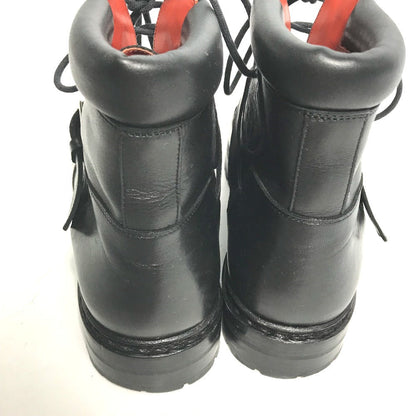 Hermes Boots Leather Black Trekking High Cut H Logo Mens 40