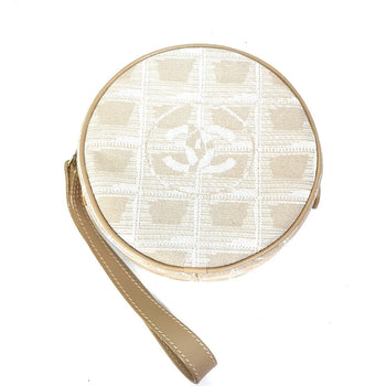 Chanel Pouch A17682 Canvas Beige Coco Mark New Travel Line Women