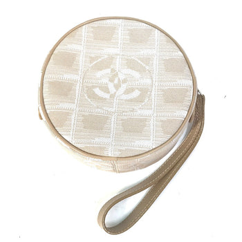 Chanel Pouch A17682 Canvas Beige Coco Mark New Travel Line Women