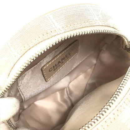 Chanel Pouch A17682 Canvas Beige Coco Mark New Travel Line Women