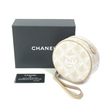 Chanel Pouch A17682 Canvas Beige Coco Mark New Travel Line Women