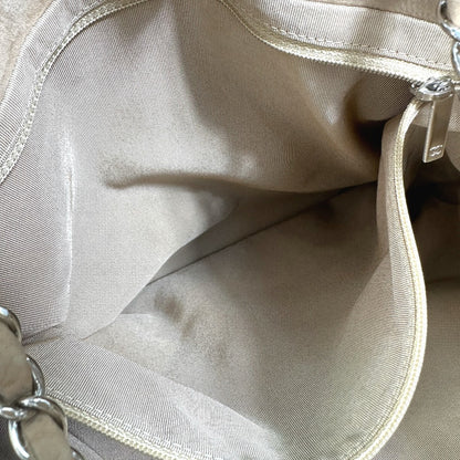 Chanel Shoulder Bag Suede Beige Coco Mark Women