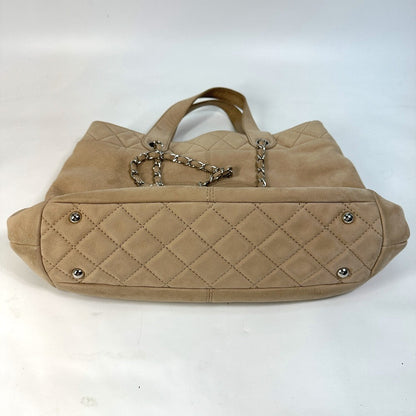 Chanel Shoulder Bag Suede Beige Coco Mark Women