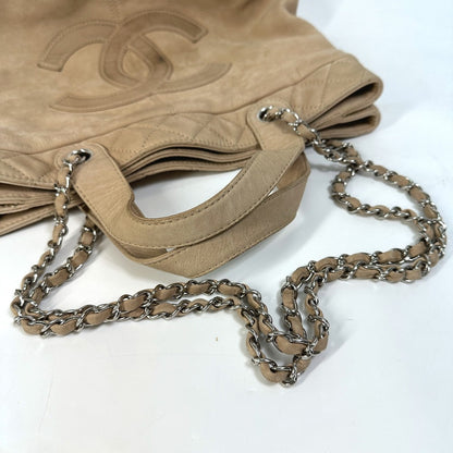 Chanel Shoulder Bag Suede Beige Coco Mark Women