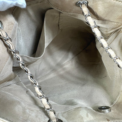 Chanel Shoulder Bag Suede Beige Coco Mark Women