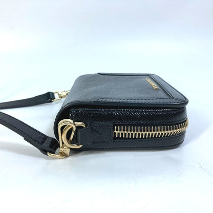 Burberry Shoulder Bag Leather Black Logo Fastener Design Women