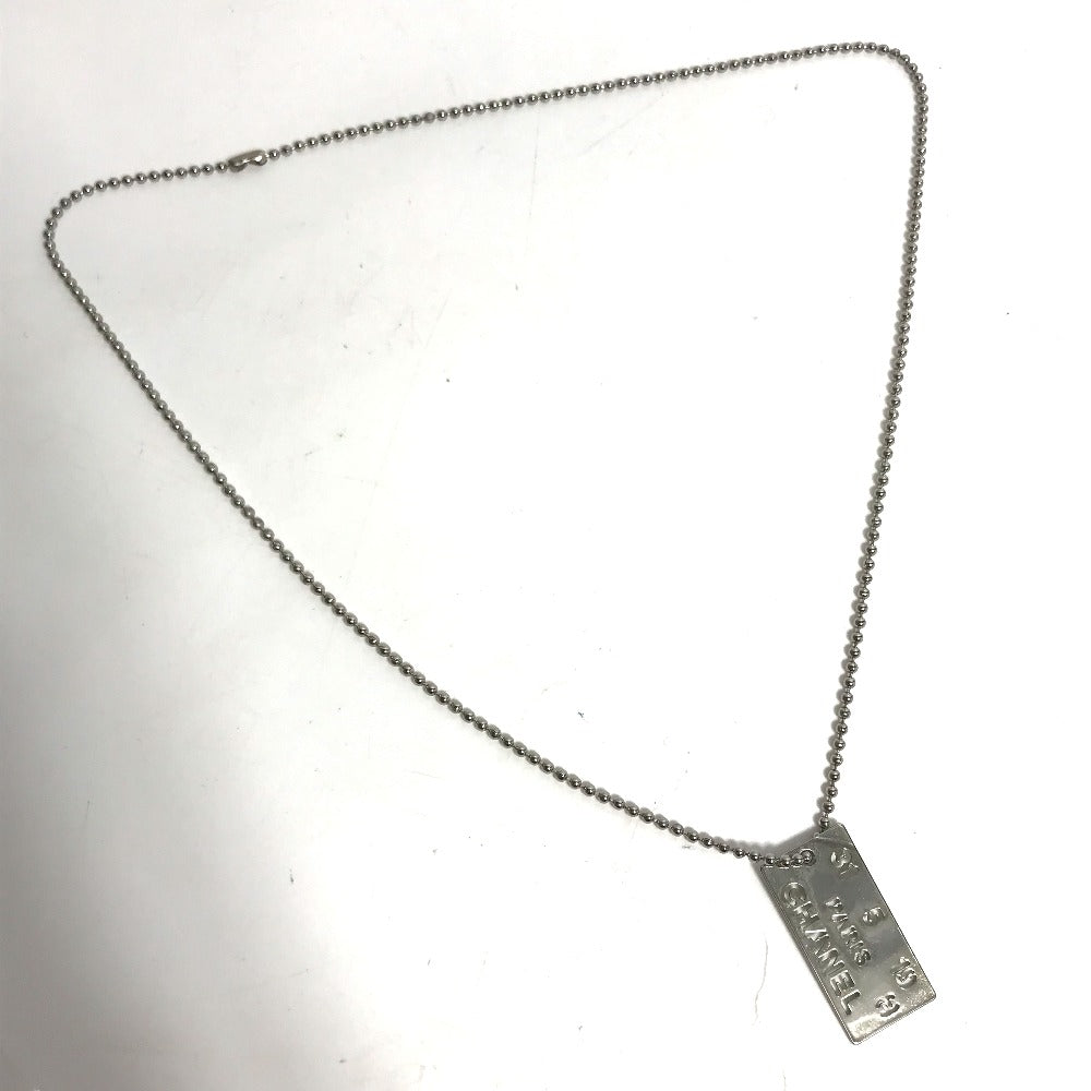 Chanel Necklace Metal Silver Cc Coco Mark Plate Women
