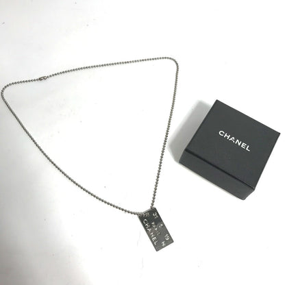 Chanel Necklace Metal Silver Cc Coco Mark Plate Women