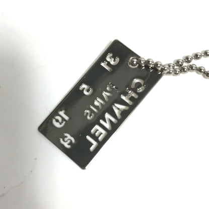 Chanel Necklace Metal Silver Cc Coco Mark Plate Women