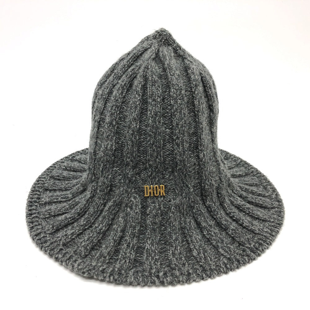 Dior Hat Wool Gray Logo Tulip Women