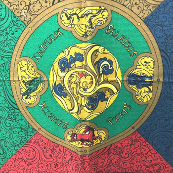 Hermes Scarf Silk, Cashmere Multicolor Animaux Solaires Animals Of The Sun Calegean 140 Women