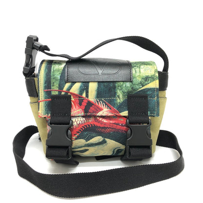 Valentino Garavani Shoulder Bag Canvas Green Dragon Motif Women