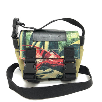 Valentino Garavani Shoulder Bag Canvas Green Dragon Motif Women