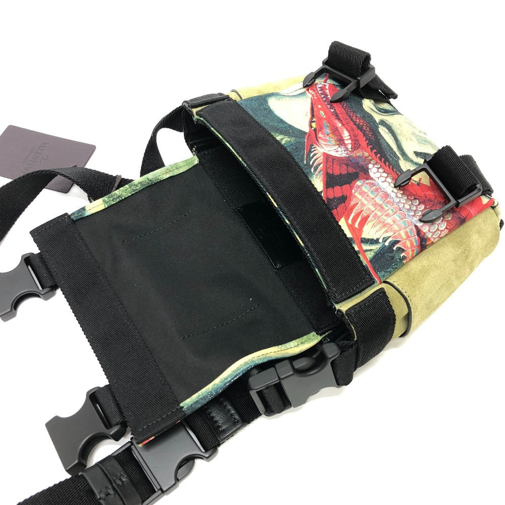 Valentino Garavani Shoulder Bag Canvas Green Dragon Motif Women