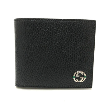 Gucci Folded Wallet 610466 Leather Black Interlocking G Mens