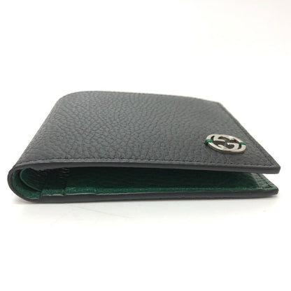 Gucci Folded Wallet 610466 Leather Black Interlocking G Mens