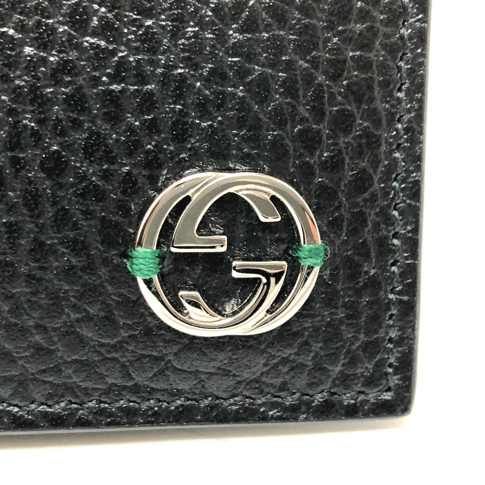 Gucci Folded Wallet 610466 Leather Black Interlocking G Mens