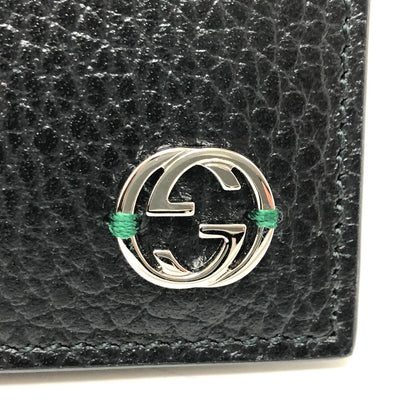 Gucci Folded Wallet 610466 Leather Black Interlocking G Mens