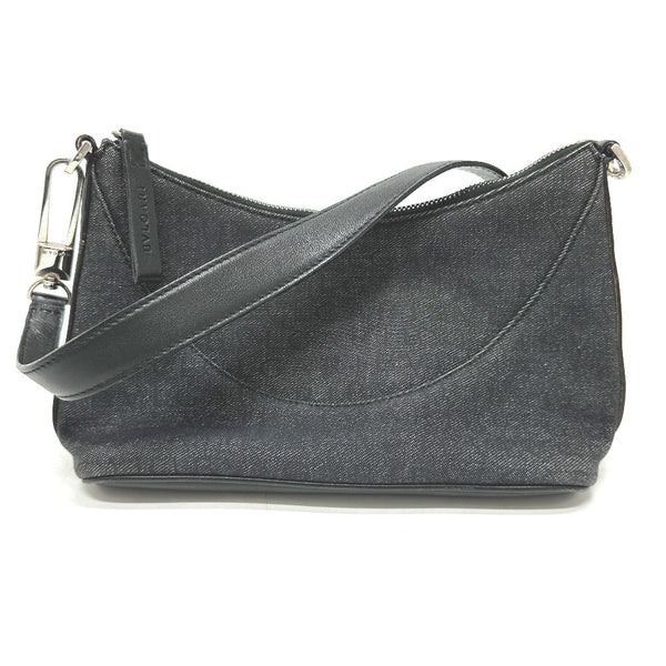 Bvlgari Handbag Canvas / Leather Navy Type Logo Mania Women