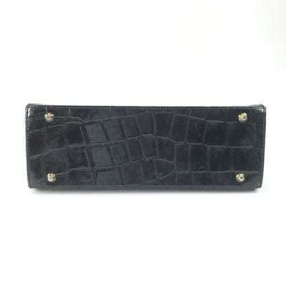 Versace Handbag Leather Black Vintage Embossed Medusa Logo Women