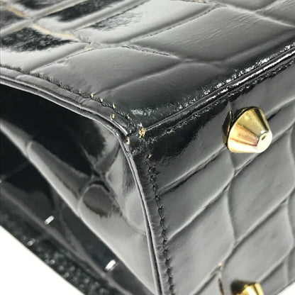 Versace Handbag Leather Black Vintage Embossed Medusa Logo Women