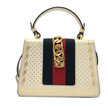 Gucci Shoulder Bag 470270 Leather White Silvi Women