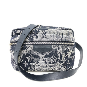 Louis Vuitton Sling Bag M57281 Canvas Navy Monogram Tapestry Bum Back Mens