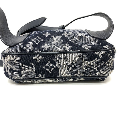 Louis Vuitton Sling Bag M57281 Canvas Navy Monogram Tapestry Bum Back Mens