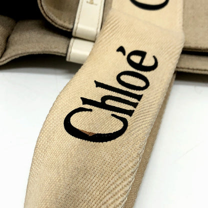 Chloe Tote Bag Canvas Beige Logo Woody Medium Unisex(Unisex)