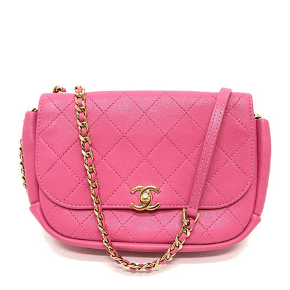 Chanel Shoulder Bag As0138 Calfskin Pink Cc Coco Mark Edge Chain Women