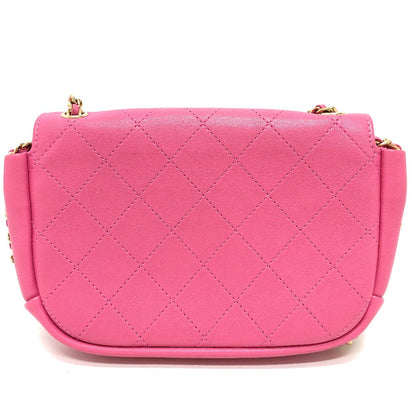 Chanel Shoulder Bag As0138 Calfskin Pink Cc Coco Mark Edge Chain Women
