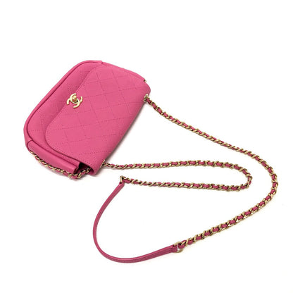 Chanel Shoulder Bag As0138 Calfskin Pink Cc Coco Mark Edge Chain Women