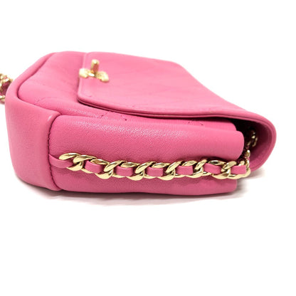 Chanel Shoulder Bag As0138 Calfskin Pink Cc Coco Mark Edge Chain Women