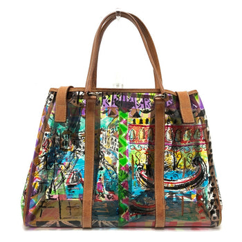 Prada Tote Bag Br2515 Plastics/Leather Multicolor Venetian Print Women