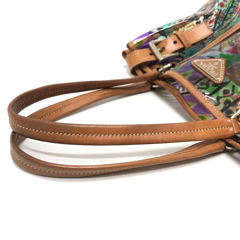 Prada Tote Bag Br2515 Plastics/Leather Multicolor Venetian Print Women