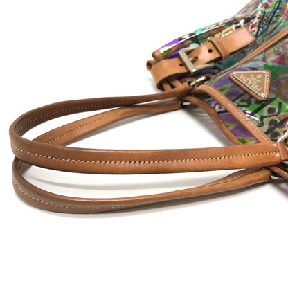 Prada Tote Bag Br2515 Plastics/Leather Multicolor Venetian Print Women