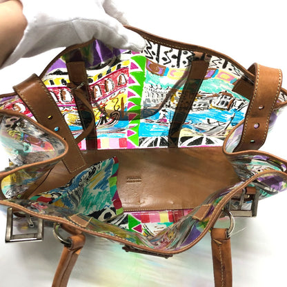 Prada Tote Bag Br2515 Plastics/Leather Multicolor Venetian Print Women